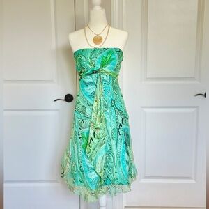 Laundry by Shelli Segal - size 6 greenish blue flowy dress